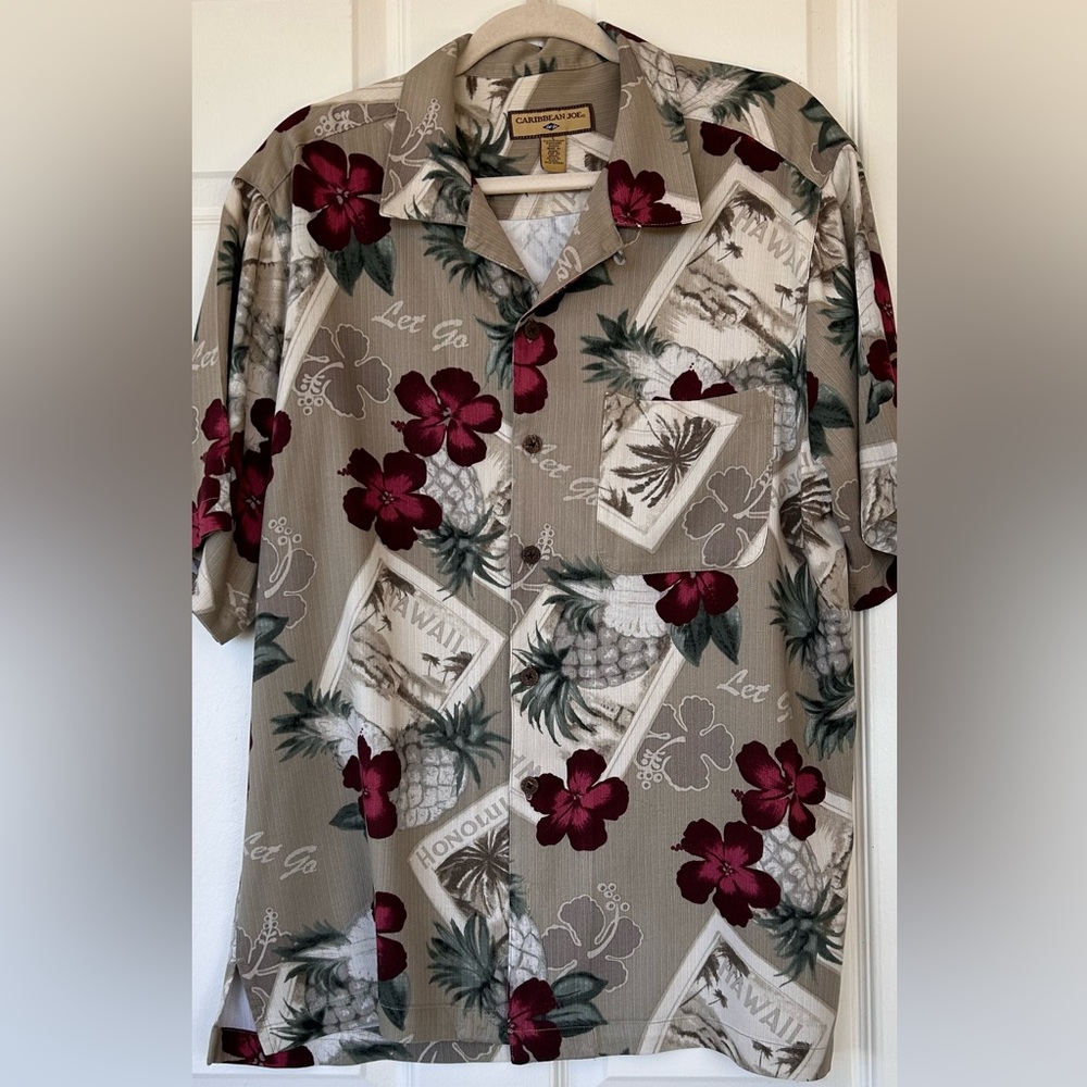 Caribbean Joe Let Go Hawaiian Shirt‎ Men’s Large